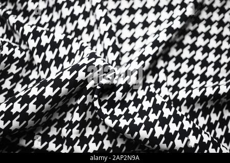 Fabric with goose foot pattern. Crumpled fabric background Stock Photo