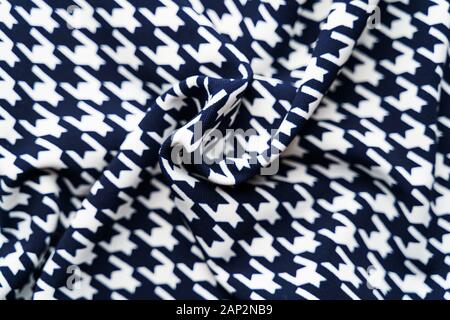 Fabric with goose foot pattern. Crumpled fabric background Stock Photo