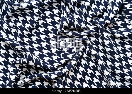 Fabric with goose foot pattern. Crumpled fabric background Stock Photo