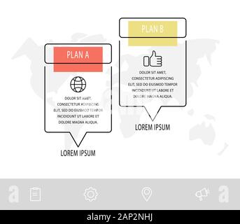 Vector infographic flat template. Rectangles for two diagrams, graph, flowchart, timeline, marketing, presentation. Business concept with 2 labels Stock Vector