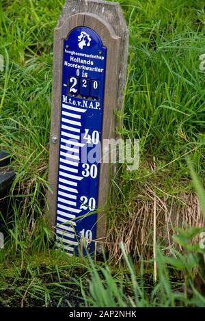 measurement of water height at the Waalsdorpervl;akte in the Netherlands Stock Photo