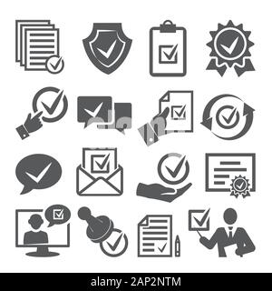 Approved icons set on white background Stock Vector