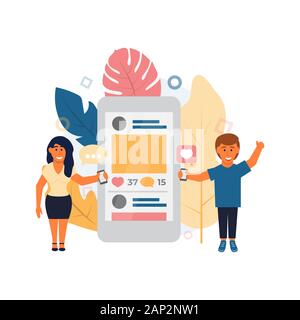 Social media Vector illustration in flat style Stock Vector