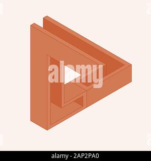 Abstract geometric composition of impossible triangular figure Stock Vector