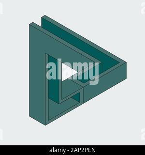 Impossible triangular figure. Optical illusion. Stock Vector