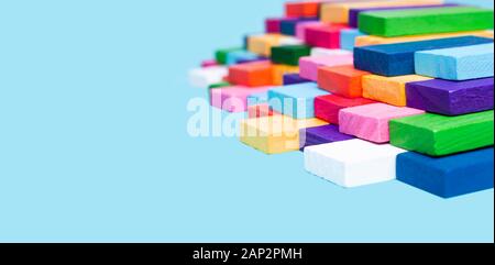 concept of logical thinking, art ,creative. Geometric shapes on a blue background. Stock Photo