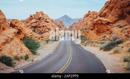 A street in the valley of fire state park, USA Stock Photo