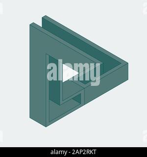 Abstract geometric composition of impossible triangular figure Stock Vector