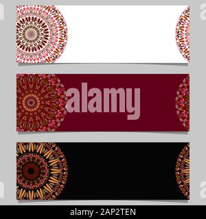 Horizontal floral mandala banner set - colorful abstract vector graphics Stock Vector