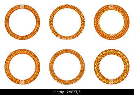 Isolated mosaic round frame collection - abstract circular vector designs elementss from geometric shapes Stock Vector