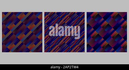 Gradient geometrical seamless rectangle pattern background set - abstract vector designs from diagonal stripes Stock Vector