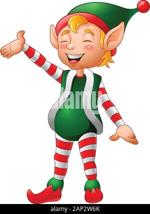 Cartoon Christmas elf presenting Stock Vector