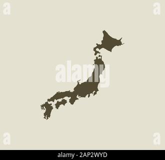 Japan map, on white background. Vector illustration. Stock Vector