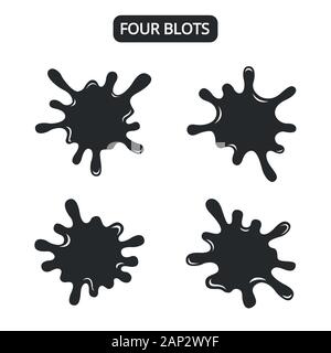 Black illustrations paint blot on white background Stock Vector