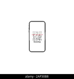 Payment by smartphone scan qr code - gray flat vector icon. Stylish design business icons. Stock Vector