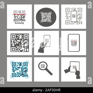 Qr code large set of vector icons Stock Vector