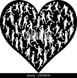 Bsketball Heart Silhouette Concept Stock Vector