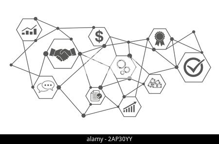 Set of business icons in flat design. Vector Illustration. Concept of start and promote business. Stock Vector