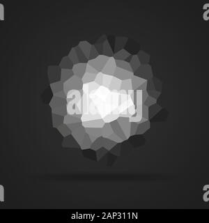 Abstract triangular object isolated on black background. Vector Illustration. Creative polygonal geometric shape. Stock Vector