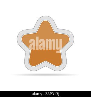 Orange glossy star icon isolated on white background. Vector illustration. Stock Vector