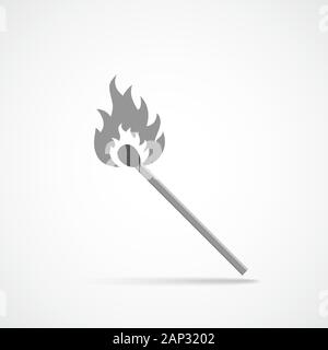 Burning match on a white background. Vector illustration. Match with fire Stock Vector