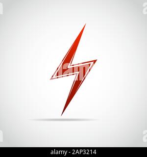 Lightning icon. Vector illustration. Red lightning icon isolated on light background. Stock Vector