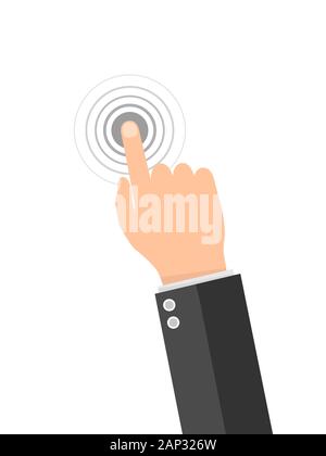 Touch screen finger icon. Finger to touch screen. Vector illustration. Hand to touch of surface display. Stock Vector