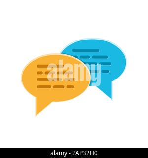 Speech bubbles icons on a white background. Vector illustration. Yellow and blue chat bubble signs isolated. Stock Vector