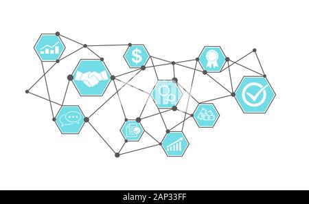 Set of business icons in flat design. Vector Illustration. Concept of start and promote business. Stock Vector