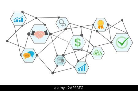 Set of business icons in flat design. Vector Illustration. Concept of start and promote business. Stock Vector