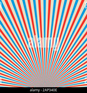 Abstract colored sunbeams background. Red and blue sun rays on white background. Vector illustration. Abstract bright background Stock Vector