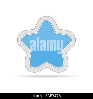 Blue glossy star icon isolated on white background. Vector illustration. Stock Vector