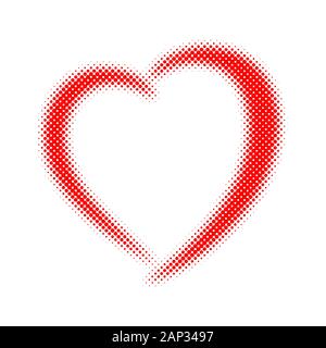 Red heart halftone. Vector illustration. Abstract dots heart as a symbol of love. Stock Vector