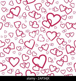 Vector seamless pattern with pink hearts Stock Vector