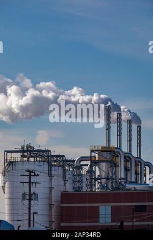 Detroit, Michigan - The Biosolids Dryer Facility at the Great Lakes Water Authority's sewage treatment plant. The plant uses heat to evaporate water f Stock Photo