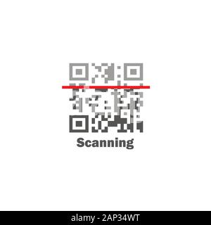 Gray flat vector icon Qr code verification Stock Vector