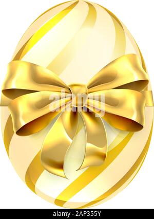 Easter Egg Gold Bow Ribbon Design Stock Vector