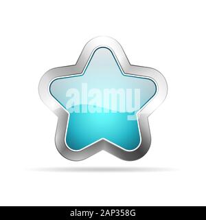 Blue glossy star icon isolated on white background. Vector illustration. Stock Vector