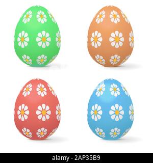 Easter eggs decorated with flowers Stock Vector