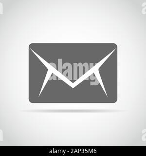 Envelope icon in flat design. Vector illustration. Gray envelope icon on light background. Stock Vector