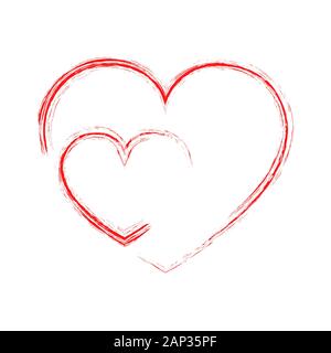 Abstract hand drawn hearts. Vector illustration. Red heart icon in flat design. The heart as a symbol of love. Stock Vector