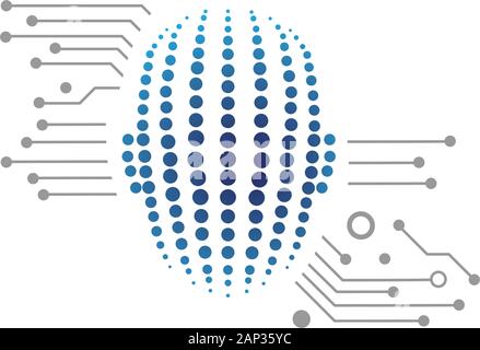 human face shape with circuit board Stock Vector