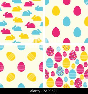 Easter seamless patterns. Set of backgrounds Stock Vector