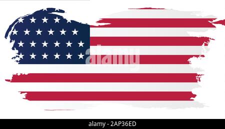 A Union side civil war stars and stripes flag set with a white grunge border Stock Vector
