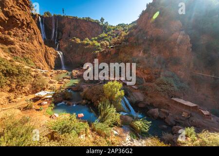 Ouzoud waterfalls in a sunny day near Marrakech Stock Photo