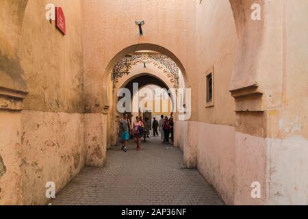 Arched passage or alley in Medina in Marrakech Stock Photo