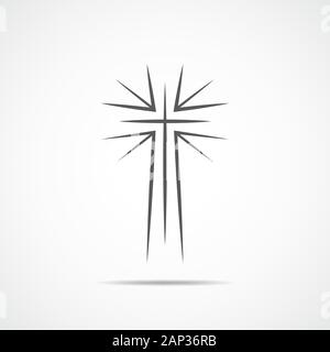 Black christian cross icon. Abstract line christian cross. Vector illustration Stock Vector