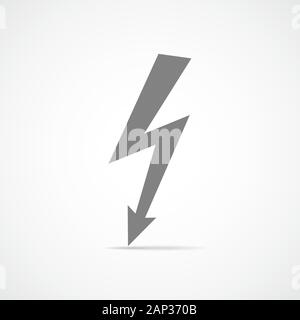 Lightning icon. Vector illustration. Gray lightning icon isolated on light background. Stock Vector