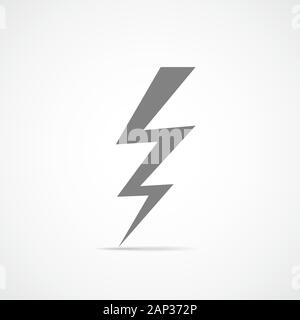 Lightning icon. Vector illustration. Gray lightning icon isolated on light background. Stock Vector