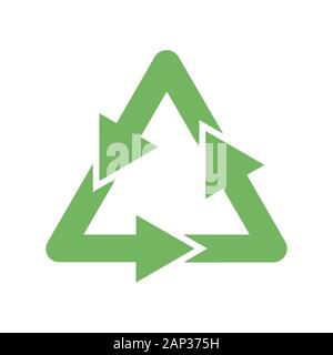 Recycle sign. Vector illustration. Green recycle sign isolated on white background. Stock Vector